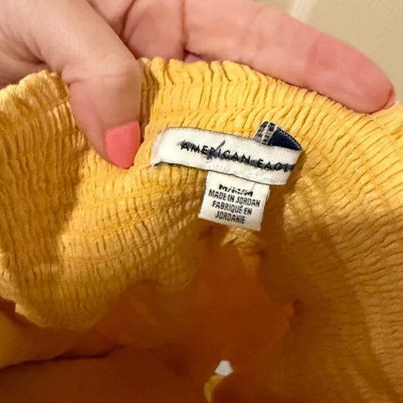 American Eagle yellow faux wrap mini dress, medium - Picture 6 of 7